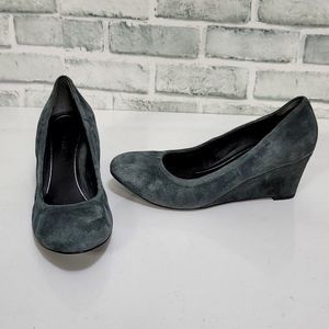 Vionic Dark Gray Suede Wedge Pumps